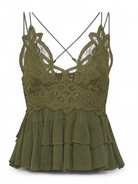 NWT Free People Adela Cami Olive Green